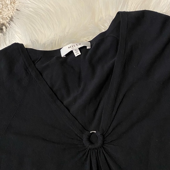 MILLY Italian Rouched Keyhole Top - Picture 4 of 8